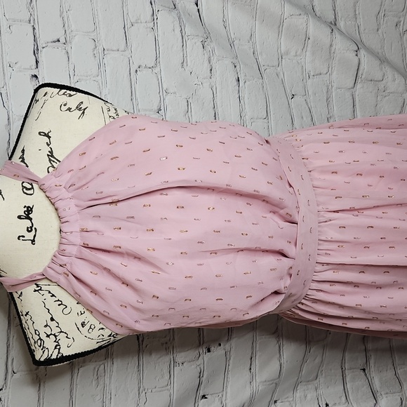 Modcloth Pink Illuminated Elegance Chiffon Halter Maxi Dress Size Large - Picture 3 of 7